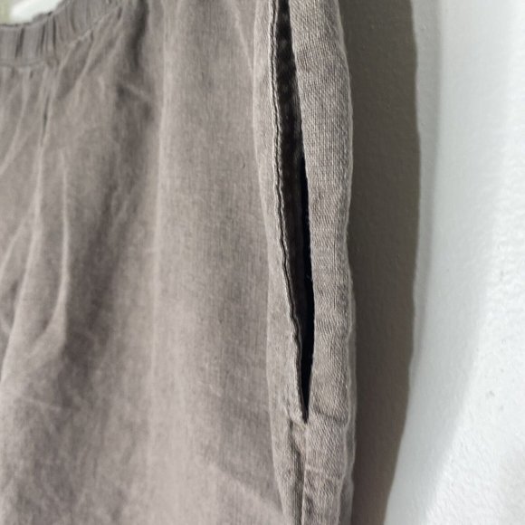 J Jill Linen Pants Sz L Tan Elastic Waist Lagen Look Wide Leg Loose Fit - Picture 3 of 7